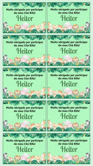 Tag de Agradecimento Safari para Chá Rifa para Editar Online