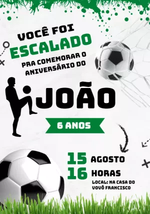 Convite de Aniversário Futebol Editável Online para Menino