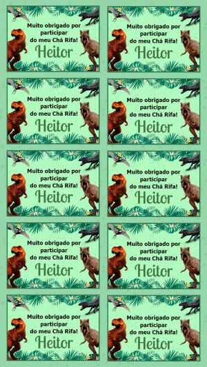 Tag de Agradecimento Dinossauro para Editar Online