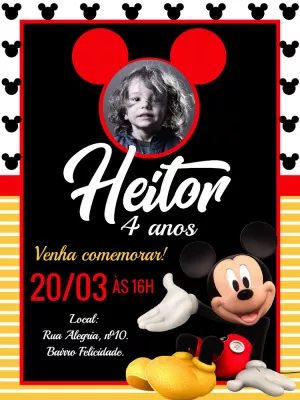 Mickey Mouse Birthday Invitation – Static – Bella Liz Convites