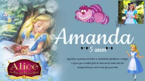 Painel de Aniversário Alice no País das Maravilhas com Foto para Editar