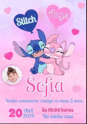 Invitación de cumpleaños Stitch – Estático – Convites e Artes Digitais