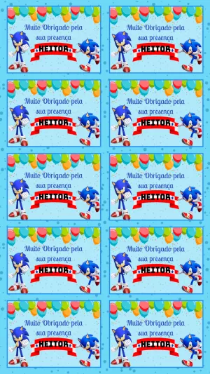 Tag de Agradecimento Aniversário Sonic para Editar Online