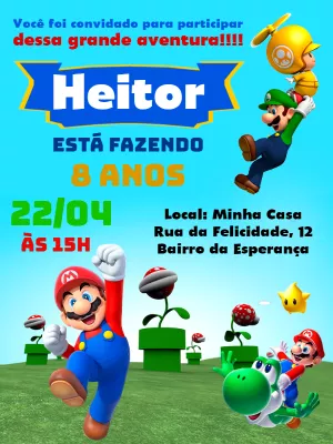Invito di compleanno Super Mario – Statico – Pedro Henrique