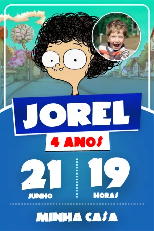 Convite Aniversário Irmão do Jorel com Foto Editável Online