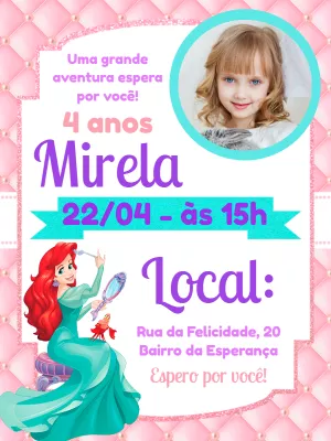 Invitación de cumpleaños La Sirenita – Estático – Pedro Henrique