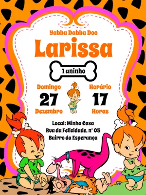 Convite Aniversário Os Flintstones Baby para Editar Online