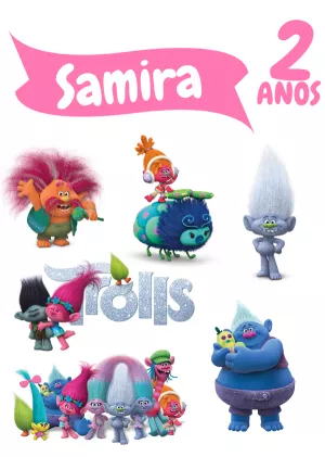 Topo de Bolo Trolls Aniversário para Editar e Imprimir