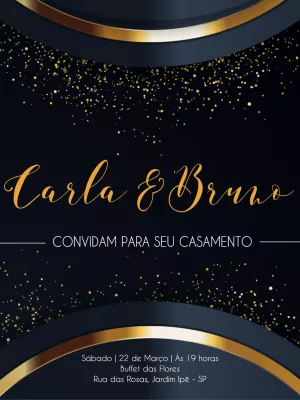 Convite de Casamento Elegante Dourado para Editar Online