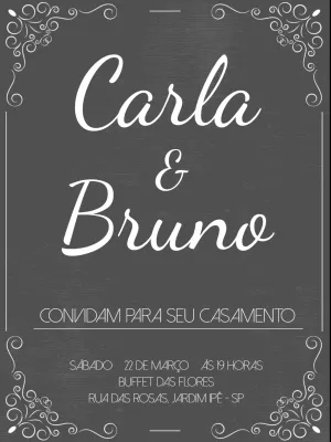 Convite de Casamento Chalkboard Elegante para Editar Online