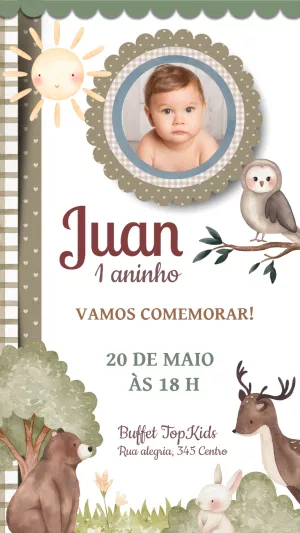 Convite Aniversário Bosque Encantado com Foto para Editar