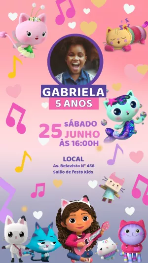 Convite Aniversário A Casa Mágica da Gabby com Foto para Editar