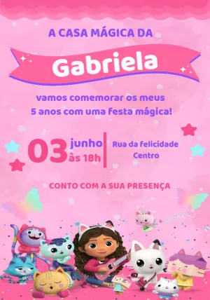 Invitación de cumpleaños La casa de muñecas de Gabby – Estático – Convites Personalizados