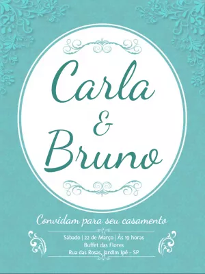 Convite de Casamento Verde Tiffany Elegante para Editar Online