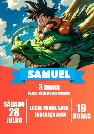 Convite de Aniversário Dragon Ball Z Goku para Editar Online