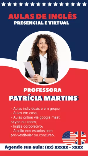 Flyer para Aulas de Inglês Particular Editável Online