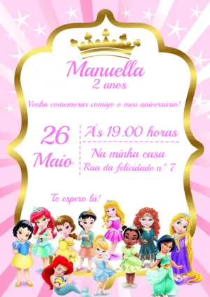 Invitación de cumpleaños Princesas – Estático – Fernanda