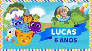 Painel de TV Aniversário Bolofofos para Editar Online