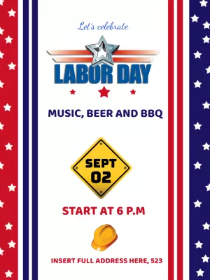 Labor Day BBQ Invitation with Patriotic Theme to Edit Online
