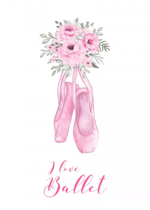 Quadro Decorativo Ballet com Flores Editável Online