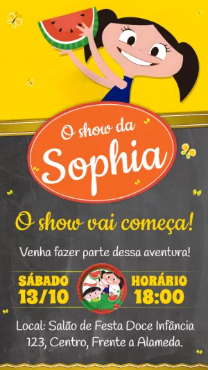 Convite Aniversário O Show da Luna para Editar Online