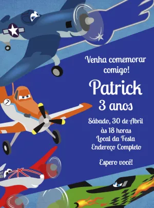 Convite Aniversário Aviões Disney para Editar Online