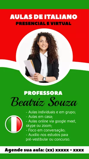 Anúncio de Aulas de Italiano com Foto para Editar Online