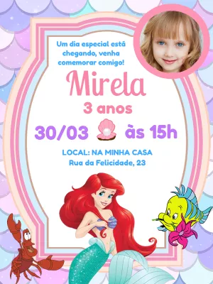 Invitación de cumpleaños La Sirenita – Estático – Pedro Henrique