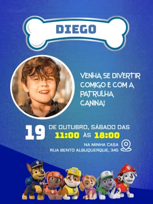 Invito di compleanno Paw Patrol – Statico – Callahan