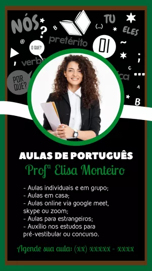 Cartaz para Aulas de Português para Editar Online