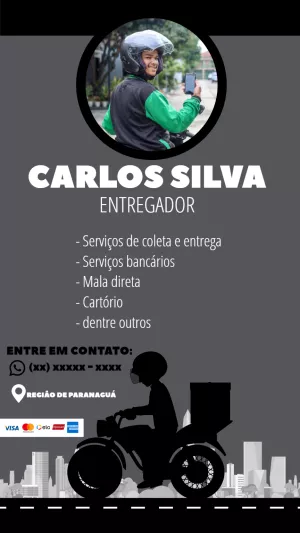 Cartão de Visita para Entregador Profissional para Editar