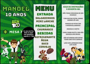 Menu de Mesa Triângulo Ben 10 para Editar Online