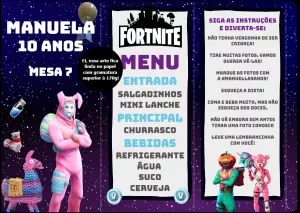 Menu Fortnite Triangular para Editar Online e Imprimir