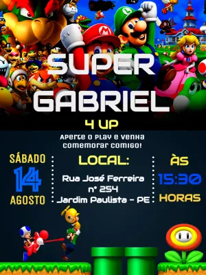Invito di compleanno Super Mario – Statico – Augusto Renan