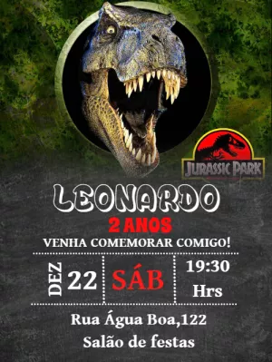 Convite de Aniversário Jurassic Park para Editar Online