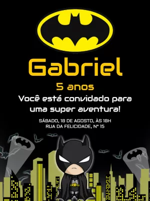 Convite de Aniversário Batman Editável Online para Imprimir