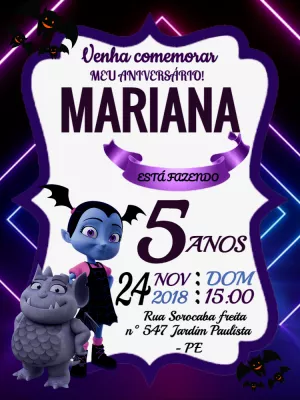 Convite de Aniversário Vampirina para Editar Online