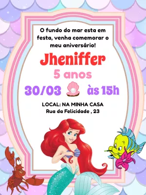 Invitación de cumpleaños La Sirenita – Estático – Pedro Henrique