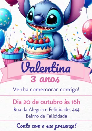 Invitación de cumpleaños Stitch – Estático – Studio Cah