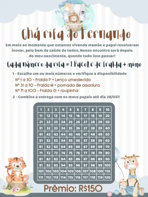 Chá Rifa Safari com Animais Fofos para Editar Online