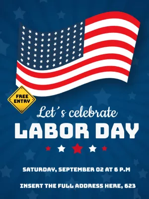 Labor Day Party Invitation with USA Flag | Editable Online