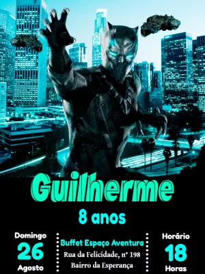 Convite de Aniversário Pantera Negra para Editar Online