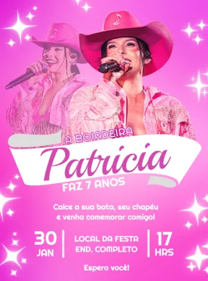 Convite de Aniversário Ana Castela Boiadeira para Editar