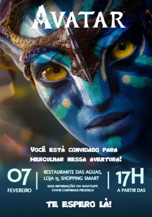 Convite de Aniversário Avatar Editável Online para Imprimir