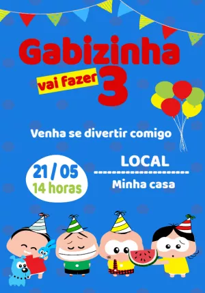 Convite de Aniversário Turma da Mônica Toy para Editar Online