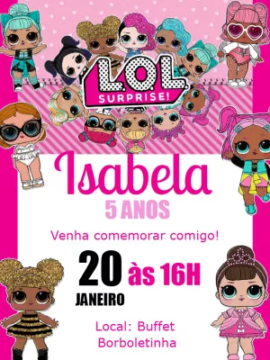 Convite de Aniversário Lol Surprise com Bonecas para Editar