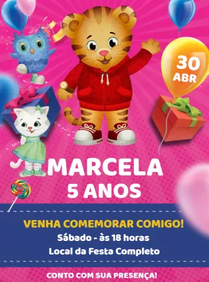 Convite de Aniversário Daniel o Tigre para Editar Online