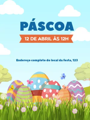 Convite de Páscoa com Ovos Coloridos para Editar Online