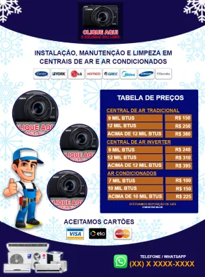 Panfleto Editável para Ar Condicionado com Tabela de Preços