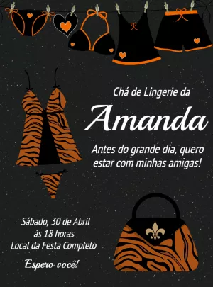 Convite Chá de Lingerie Animal Print para Editar Online